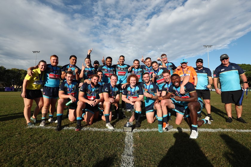 Gold Coast celebrate their XXXX Chairman's Challenge victory. Photo: Jason O'Brien/QRL