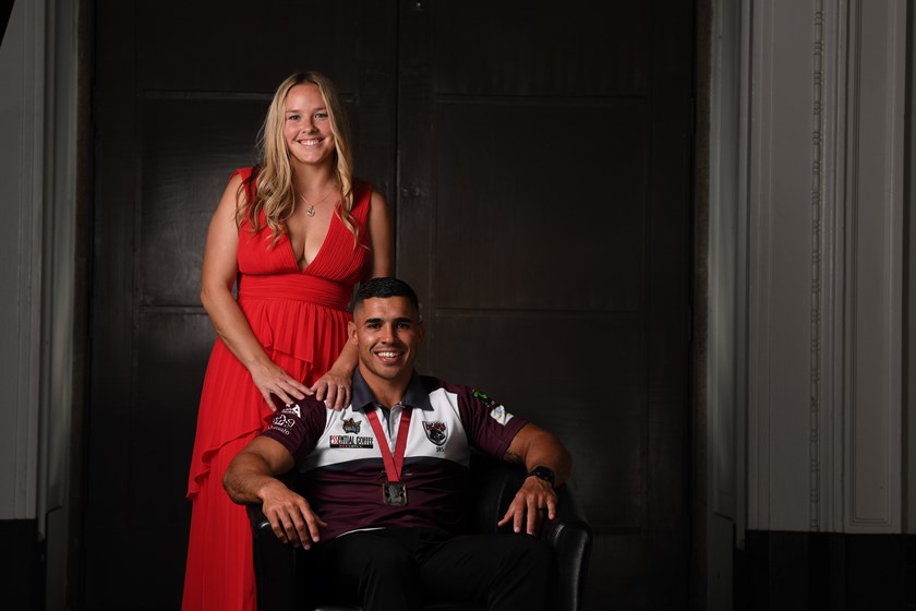 Fogarty and wife Kahlia at the QRL Awards Dinner in 2019. Photo: Scott Davis/QRL