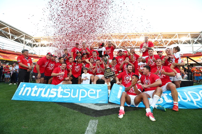 Redcliffe Dolphins following last year's Intrust Super Cup grand final. Photo: QRL Media