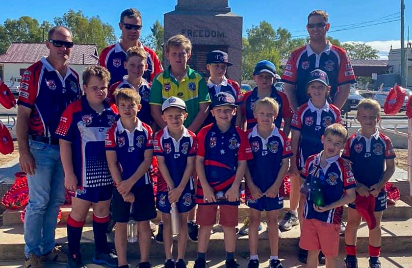 Ben Palmer (far left) with the Longreach Tigers on Anzac Day.