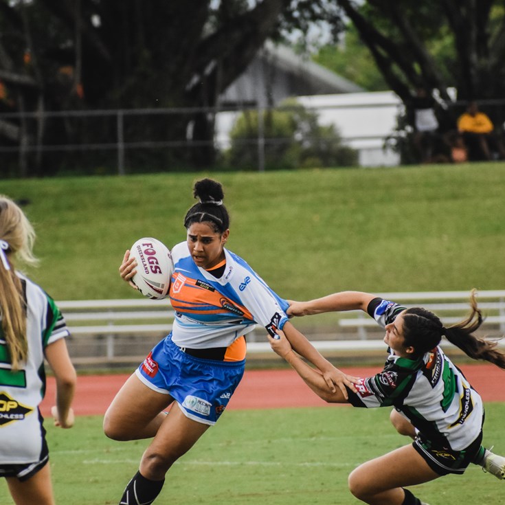 Girls display the pride of the region on the football field
