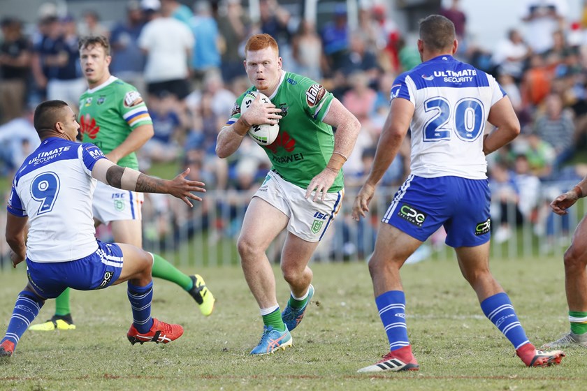 Corey Horsburgh in action for Canberra Raiders during pre season this year. Photo: NRL Images 