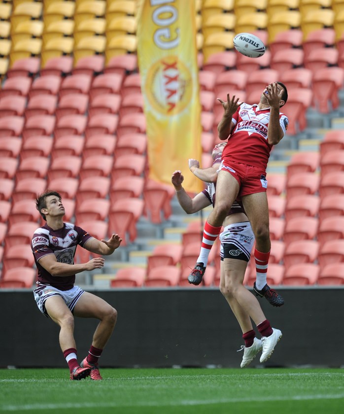 Josh Kerr in action for the Redcliffe Dolphins Colts team. Photo: QRL