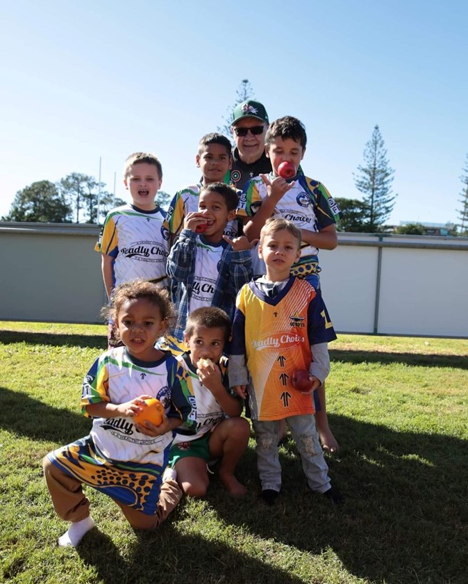 Deadly Choices children at the Wynnum Manly v Central Queensland Capras Hostplus Cup match on Stradbroke Island. Photo: Deadly Choices Facebook