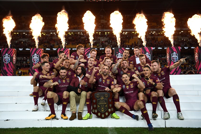 The winning Queensland Maroons team in 2017. Photo: QRL Media