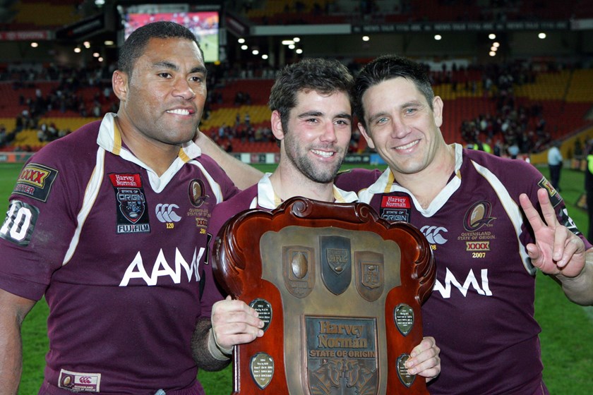 With Petero Civoniceva and Cam Smith. Photo: NRL Images
