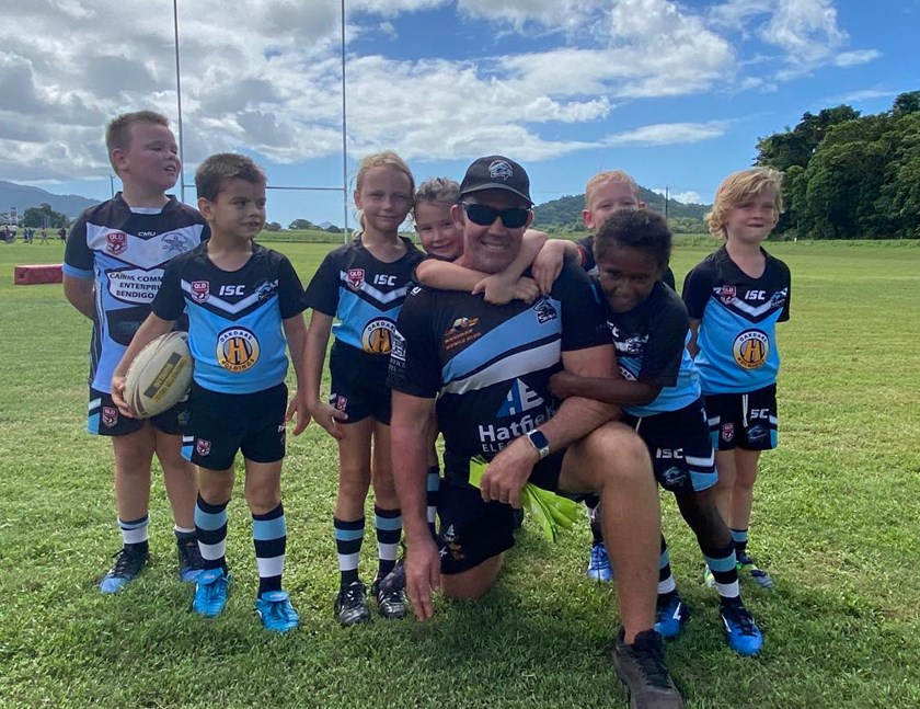 Woods with his Mossman Sharks under 7s.