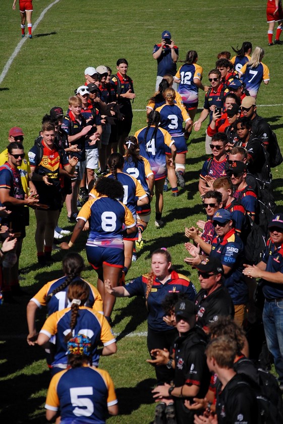 The Western Mustangs Harvey Norman Under 19 team run out in 2021. Photo: Western Mustangs Media