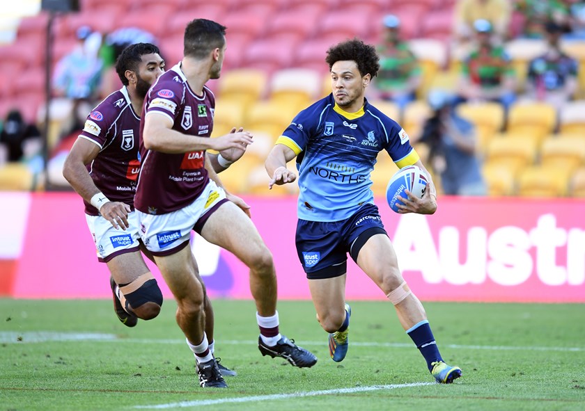 Bernard Gregorius in action for Norths Devils in the 2021 preliminary final against Burleigh Bears at Suncorp Stadium. Photo: NRL Images