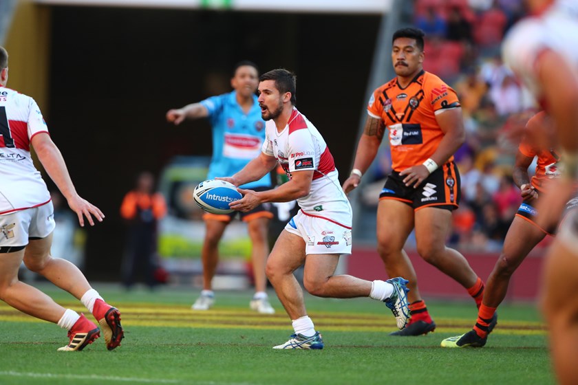 Cameron Cullen passes the ball during the 2018 grand final match against Easts Tigers. Photo: QRL 