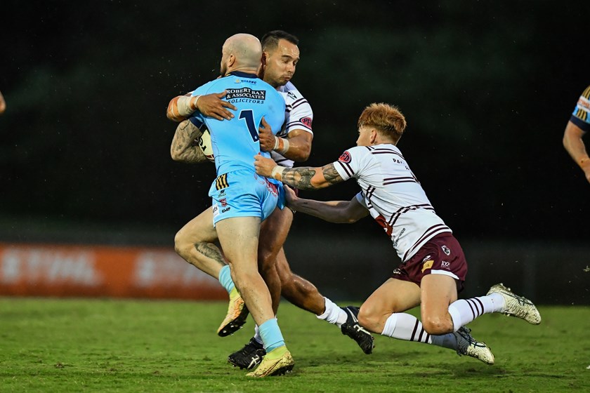Jack Ahearn and Hayden Schwass met in Round 1, as they both chase the impressive 150 games milestone this season. Photo: Vanessa Hafner/QRL