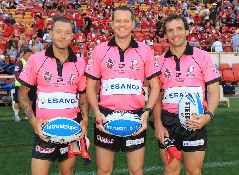 The officiating team for the 2012 Cup grand final.