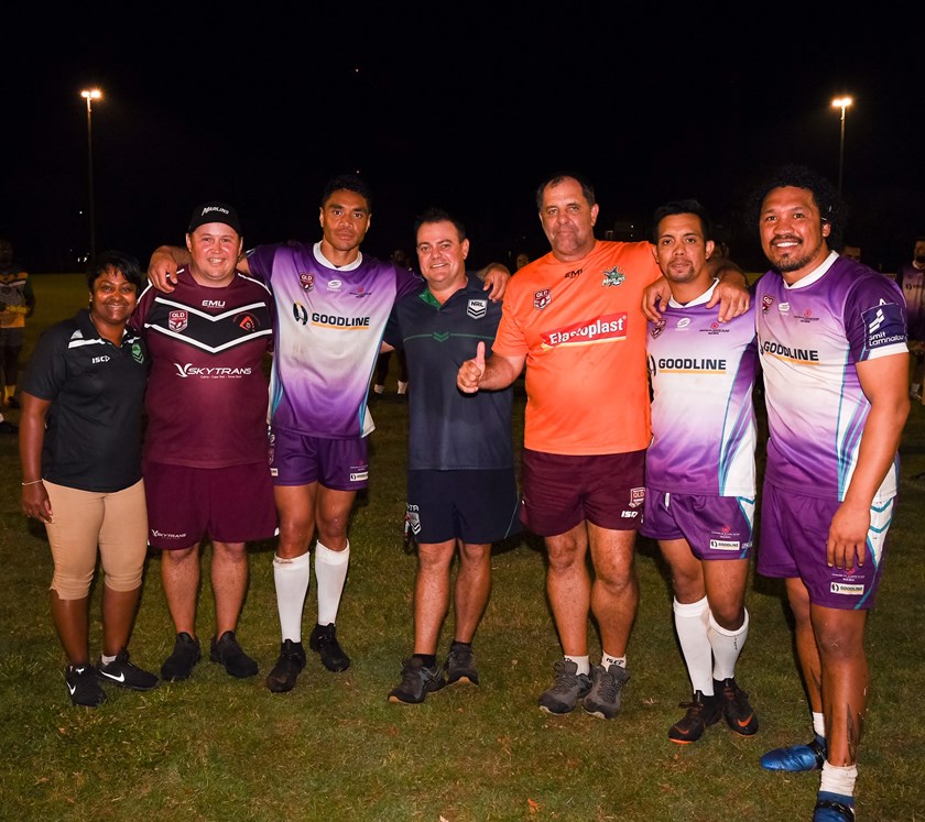 Neesha Eckersley NRL Community Manager - Health & Projects, Rob Hall QRL Education & Well-being Manager, Willie Tonga NRL State Of Mind Ambassador, Adam MacDonald NRL Cape/Torres Game Development Officer, Robbie Moore Assistant QRL Northern Manager, Karl Adams Weipa Raiders President and Clinton Toopi NRL State Of Mind Ambassador.