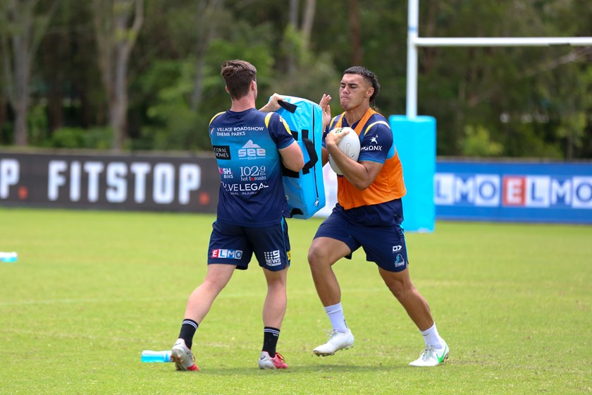 Fa'asuamaleaui at Titans training. Photo: Colleen Edwards/QRL
