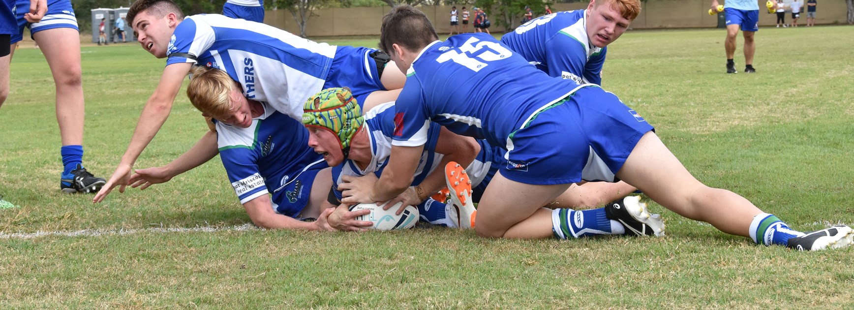 Ignatius Park College's Cameron Bateup with the ball against Emmaus College, Rockhampton. 