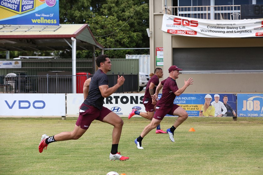 Xavier Coates takes part in sprint training. Photo: Colleen Edwards / QRL
