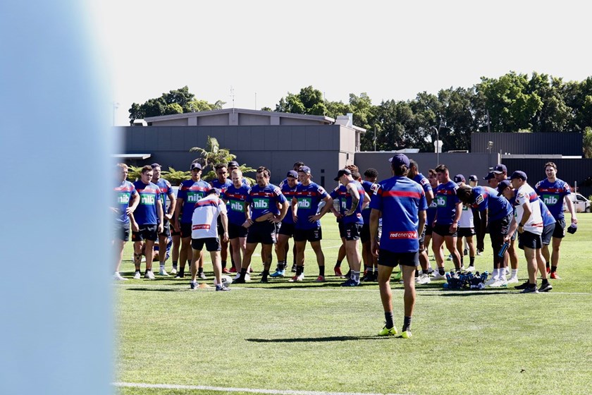Newcastle Knights during the first day of pre season training. Photo: Newcastle Knights