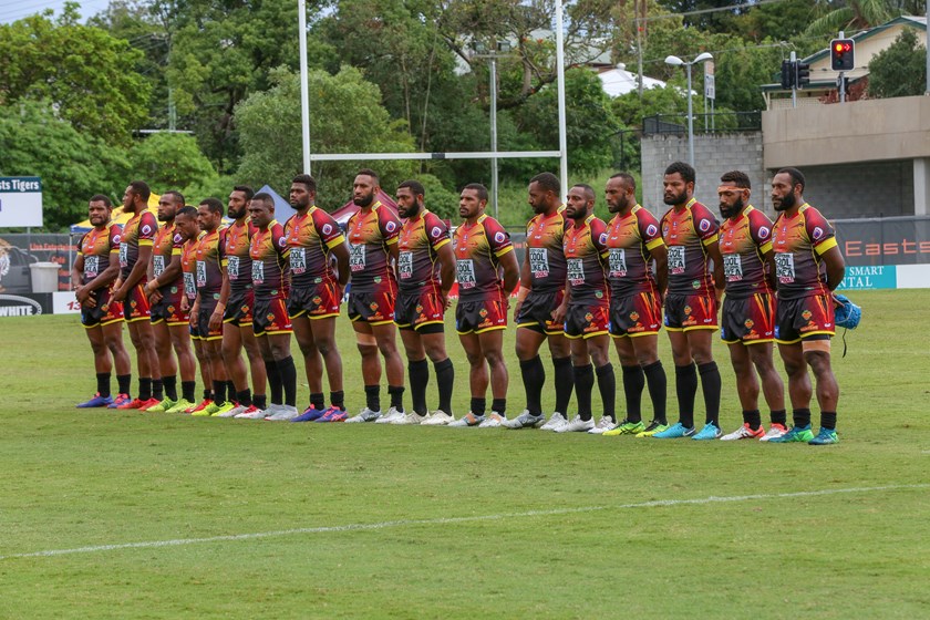 The PNG Hunters side before kick-off. Photo: QRL Media