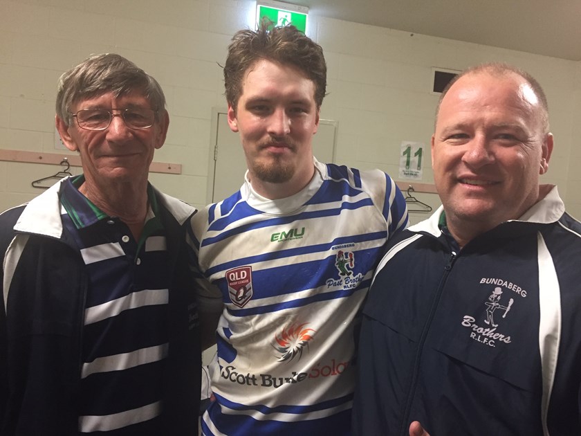 Three generations of the Straub family were a big part of the Brothers’ home games on Saturday – Theo, A Grade winger Josh and Steve, also a former top player for the club and now Brothers Sports Club president.