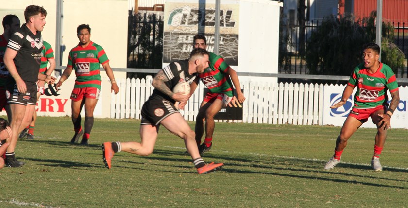 Easts Magpies hooker Arden Lankowski darts out of dummy-half before spearing over for his second try to clinch victory over Hervey Bay Seagulls in their Bundaberg Broadcasters A Grade Premiership clash at Salter Oval on Sunday. Photo: Vince Habermann