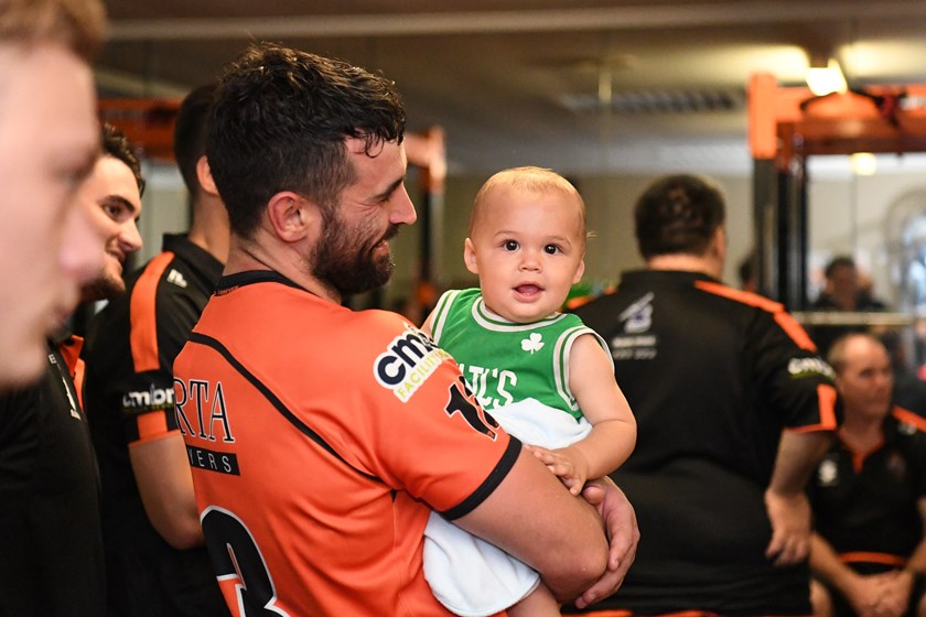 Bennett Leslie with his youngest fan.