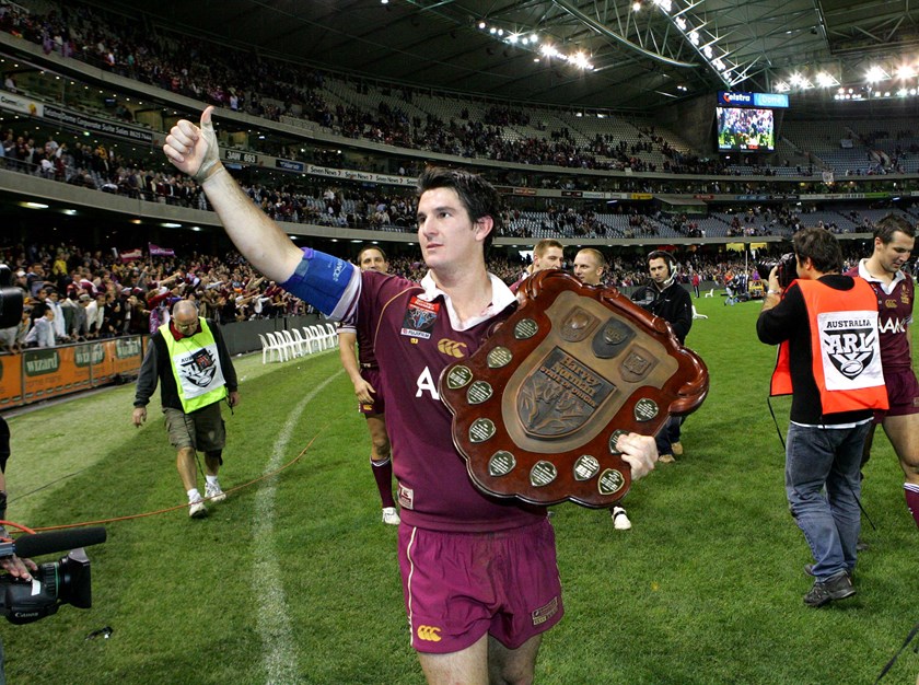 With the Origin shield. Photo: NRL Images