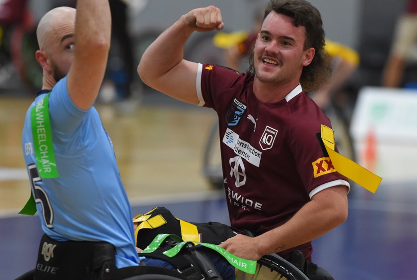 Bayley McKenna celebrates in Queensland's Origin win over NSW. Photo: Scott Radford-Chisholm/QRL