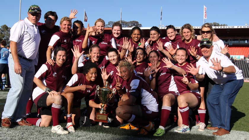 Jo Barrett (backrow, middle) was part of many successful Queensland teams. Photo: QRL