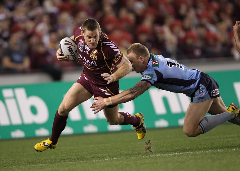 Brent Tate in action for the Queensland Maroons. Photo: NRL Images