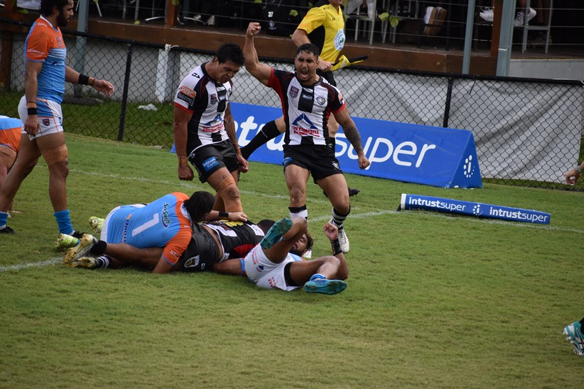 Tweed celebrate a try. Photo: Max Ellis / Tweed Seagulls Media