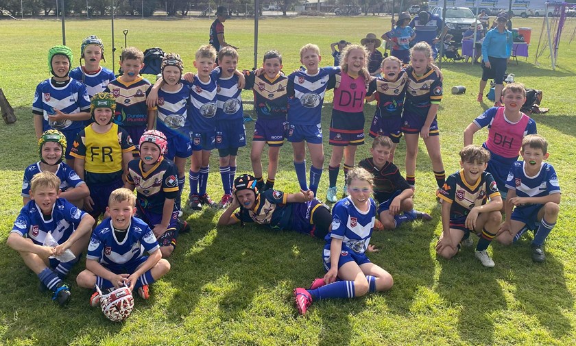 Rivals getting around each other in Central Highlands Junior Rugby League's Mental Health Round. Photo: Lisa Laherty