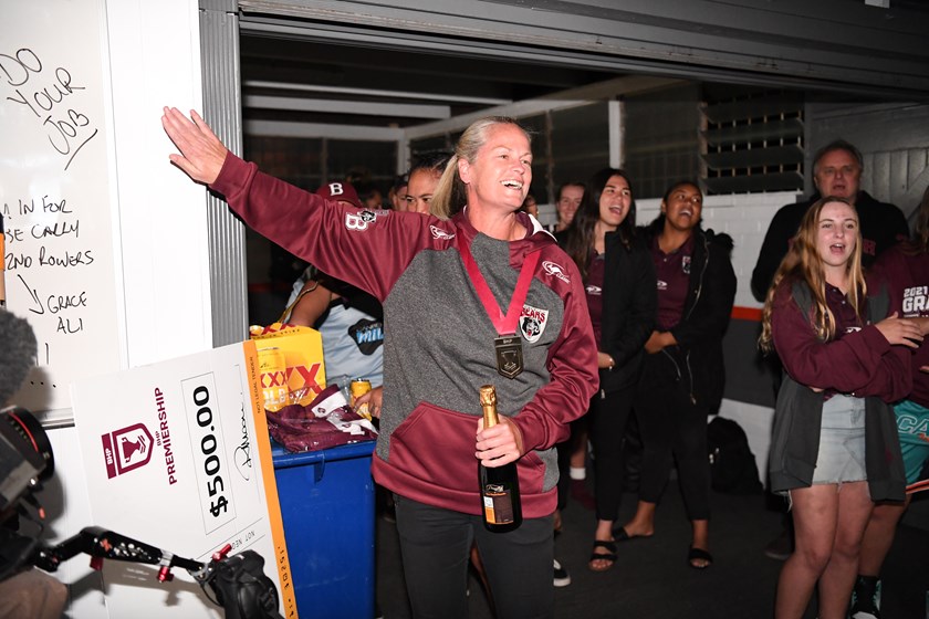 A pioneer of women's rugby league, Tahnee Norris celebrates post-match. Photo: Vanessa Hafner/QRL