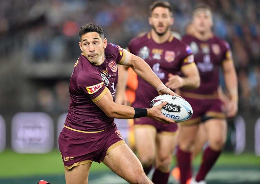 Billy Slater in action for the Maroons in 2018. Photo: QRL Media