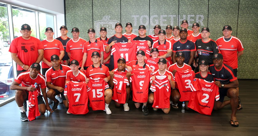 The British Army team during their jersey presentation. 