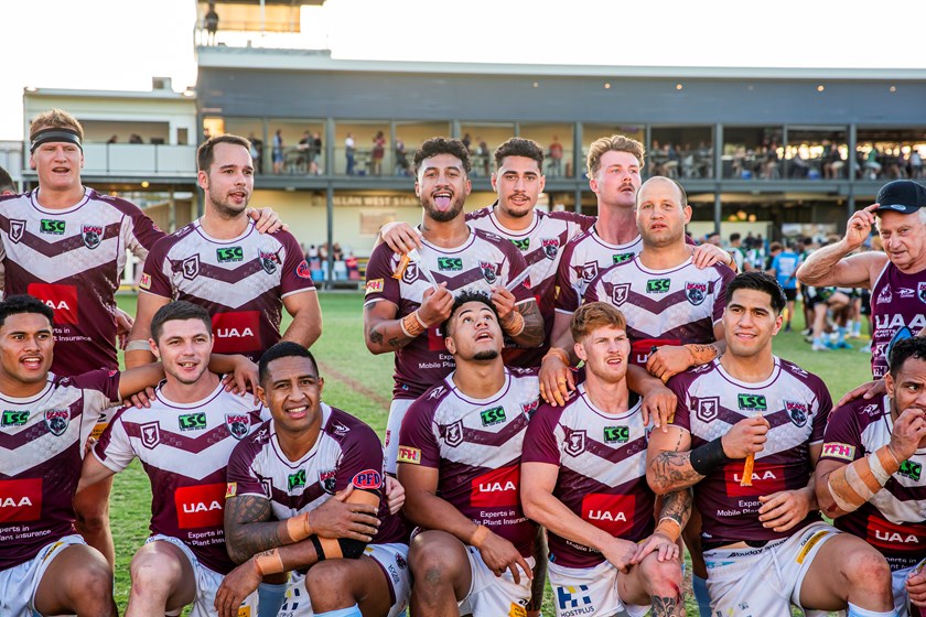 Burleigh Bears after their win on Saturday over Townsville, which clinched the minor premiership. Photo: Alix Sweeney/QRL