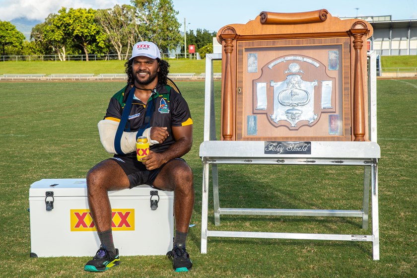 Davin Crampton suffered a broken arm playing for Cairns in the Foley Shield on April 29, but has recovered to lead his side on Saturday. Photo: Dom Chaplin/QRL