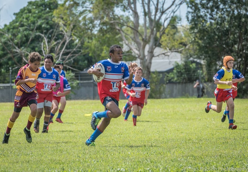 Ivanhoes junior rugby league players in a game against Southern Suburbs. Photo: Chris Robson
