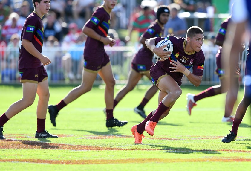 Reece Walsh in action for the Under 16 Queensland Murri side in their match at Mudgee in 2018. 