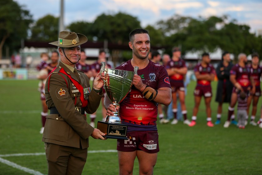 Coster with the Kokoda Cup. Photo: Jorja Brinums/QRL