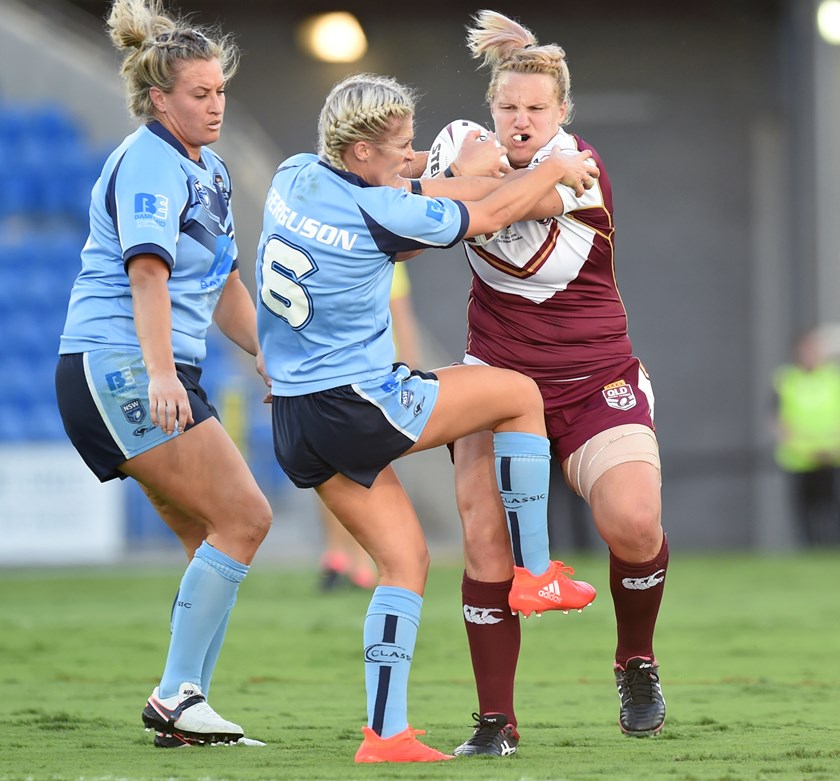 Renae Kunst in action for Queensland. Photo: QRL