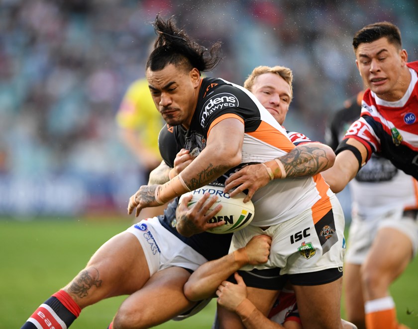 Fonua playing for Tigers in 2018. Photo: NRL Imagery
