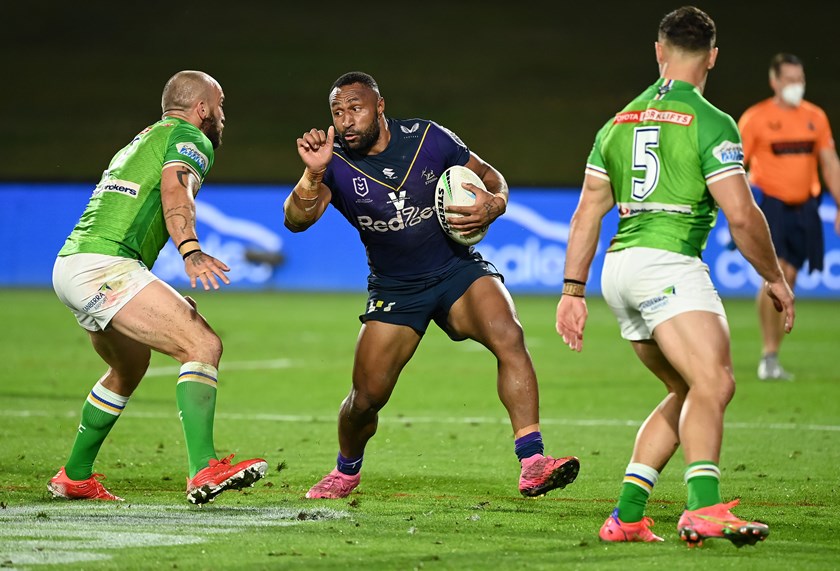 Justin Olam in action for the Melbourne Storm. Photo: NRL Images