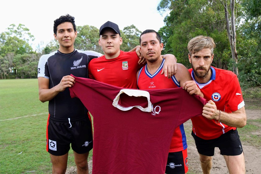 Chilean Pablo Zahoran, right, is pumped to play for Queensland in the GYG Latino Origin on Saturday.
