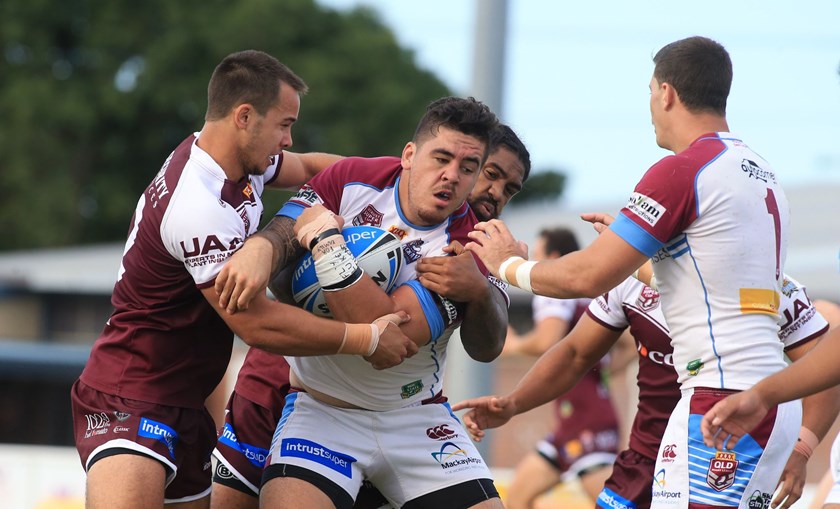 Braden Hamlin-Uele in action for Mackay Cutters. Photo: QRL