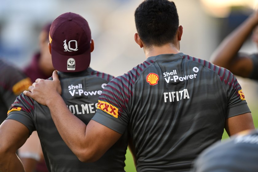 Holmes and Fifita during the 2021 campaign. Photo: Scott Davis/QRL