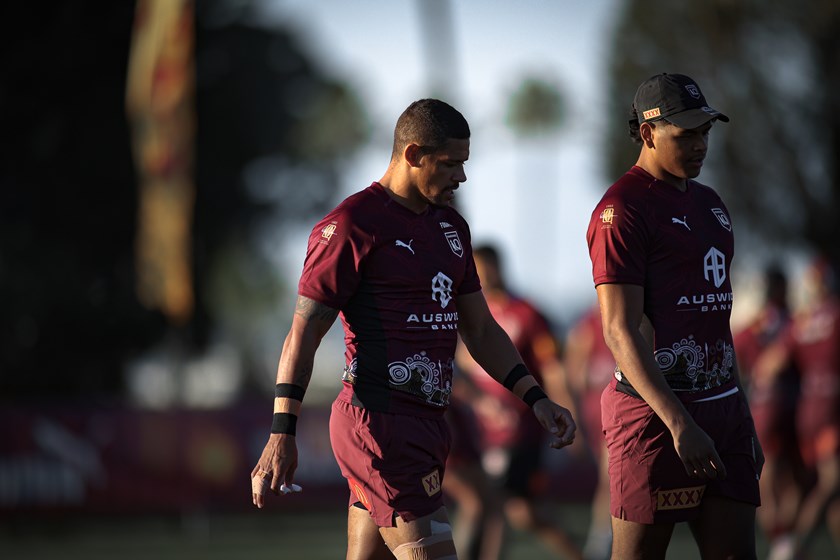 Dane Gagai and Selwyn Cobbo. Photo: Erick Lucero/QRL