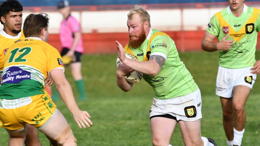 Matty Baillie takes a run at the Mareeba defence. Photo: Darryl Day
