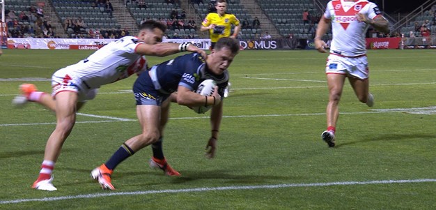 Drinkwater scores his first try as a Cowboy