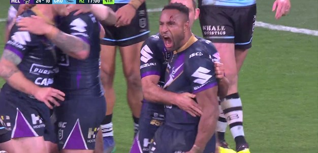 Justin Olam scores his first NRL try for Storm