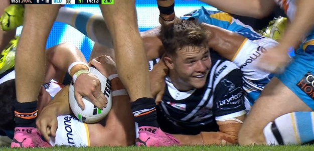 Simpkin works hard and gets his first NRL try